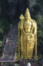 A few miles outside the capital city of Kuala Lumpur is a Hindu temple deep inside a cave,  222 steps up.  Guarding the entrance is this huge Buddha statue